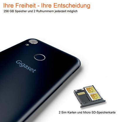 Gigaset GS185 Smartphone contract-free (13.97 cm (5.5 inch) HD+ Display, 16GB storage, Android 8.1) midnight blue