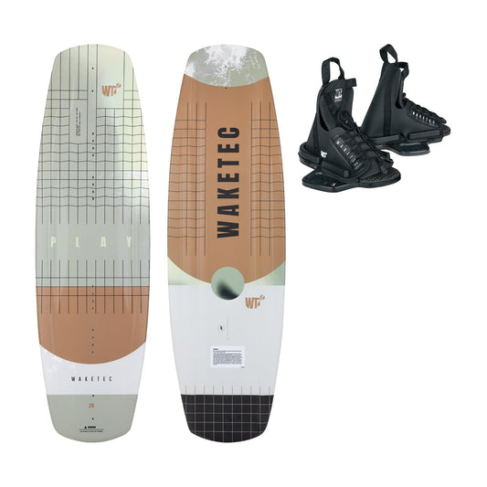 Waketec Wakeboard Set Play with Onset Binding, Package for beginners and advanced riders, 134 cm or 139 cm, easy to ride, for body weight 40-85 kg, suitable for kids and adults, perfect for beginners.