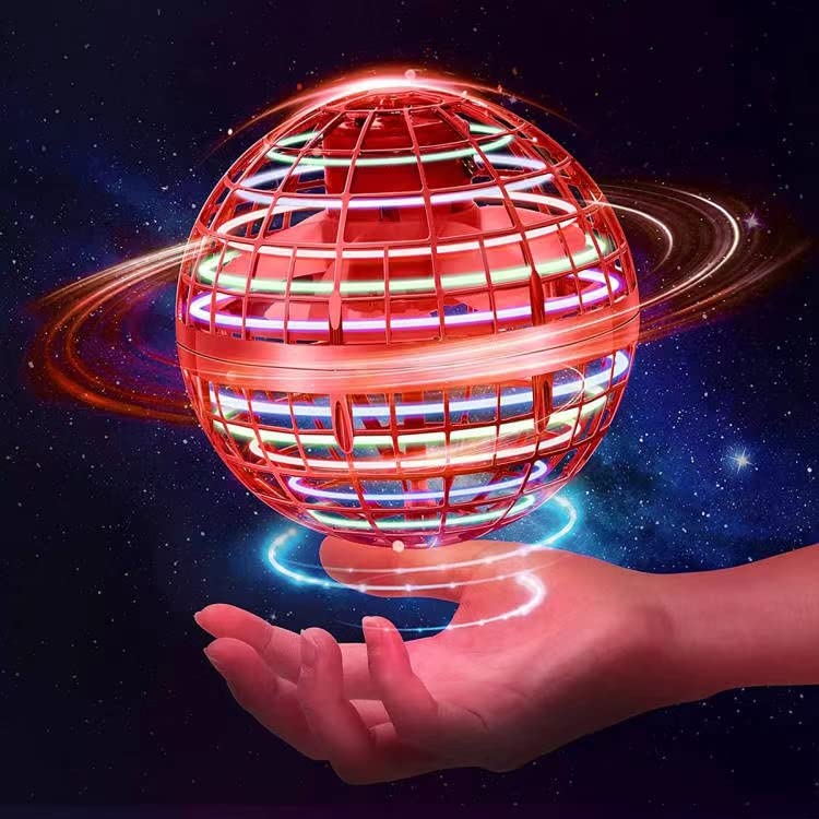 ASORT Hover Flying Ball, Magic Flying Spinner Hover Ball RGB Mini Drone for Kids Flying Toy, Floating Flying Orb Gifts for Boys Girls Indoor Outdoor (Red)
