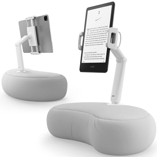 SAIJI Tablet Pillow Holder, 360° Adjustable Kindle Holder iPad Stand Bed with Flexible Dual Axis Arm, Tablet Mount for iPad, iPhone, Kindle and all devices from 4.7"-15.6" (Gray)