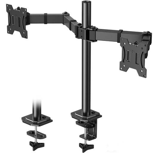 HUANUO dual monitor stand for 13-30 inch screens. Adjustable monitor stand for two monitors with tilt and swivel function. Holds up to 10 kg per arm. VESA 75/100 compatible.
