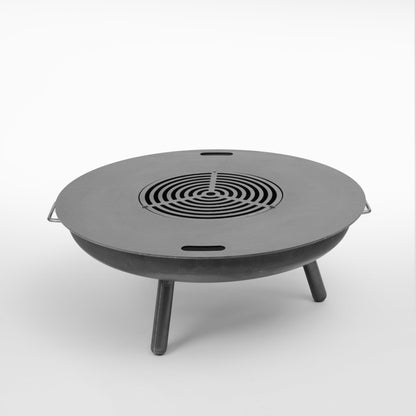 Czaja® fire plate 85 cm with grill grate | grill ring | grill plate | plancha - 5mm thick - universal size ideal for fire bowl, steel barrel, oil drum, fire barrel, steel drum kettle grills