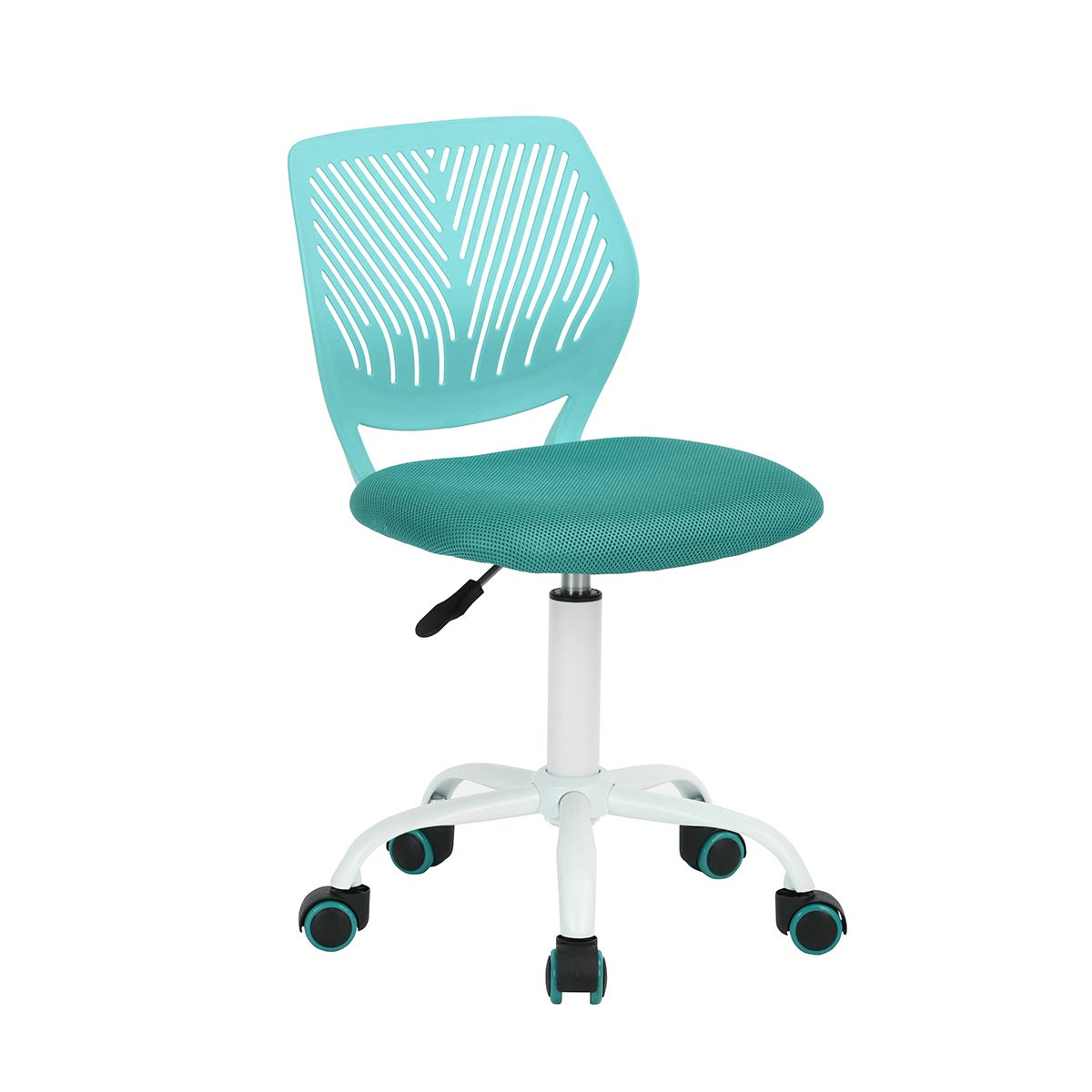 Homy Casa Desk Chair Adjustable Swivel Office Chair Fabric Seat Ergonomic Work Chair without Armrest Turquoise