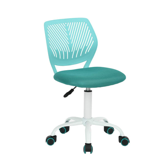 Homy Casa Desk Chair Adjustable Swivel Office Chair Fabric Seat Ergonomic Work Chair without Armrest Turquoise