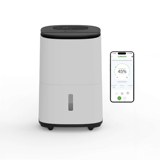 Meaco MeacoDry Arete® Two 12L dehumidifier & HEPA-H13 air purifier, Meaco-WiFi app, smart humidity mode, laundry mode, energy saving mode, quiet mode, reduces humidity, 5-year warranty.