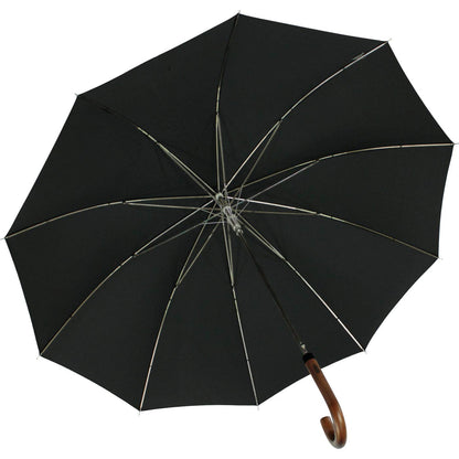 iX-brella men's automatic umbrella with genuine wood crook handle in black