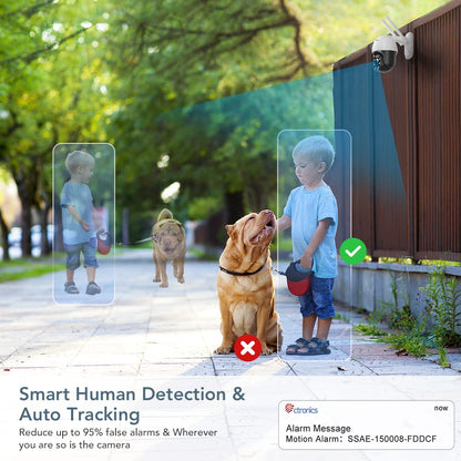 Ctronics 5X Optical Zoom Outdoor Security Camera, PTZ Dome WiFi IP Camera with Human Motion Detection, Auto Tracking, 30m Color Night Vision, 2-Way Audio, IP66 Waterproof.