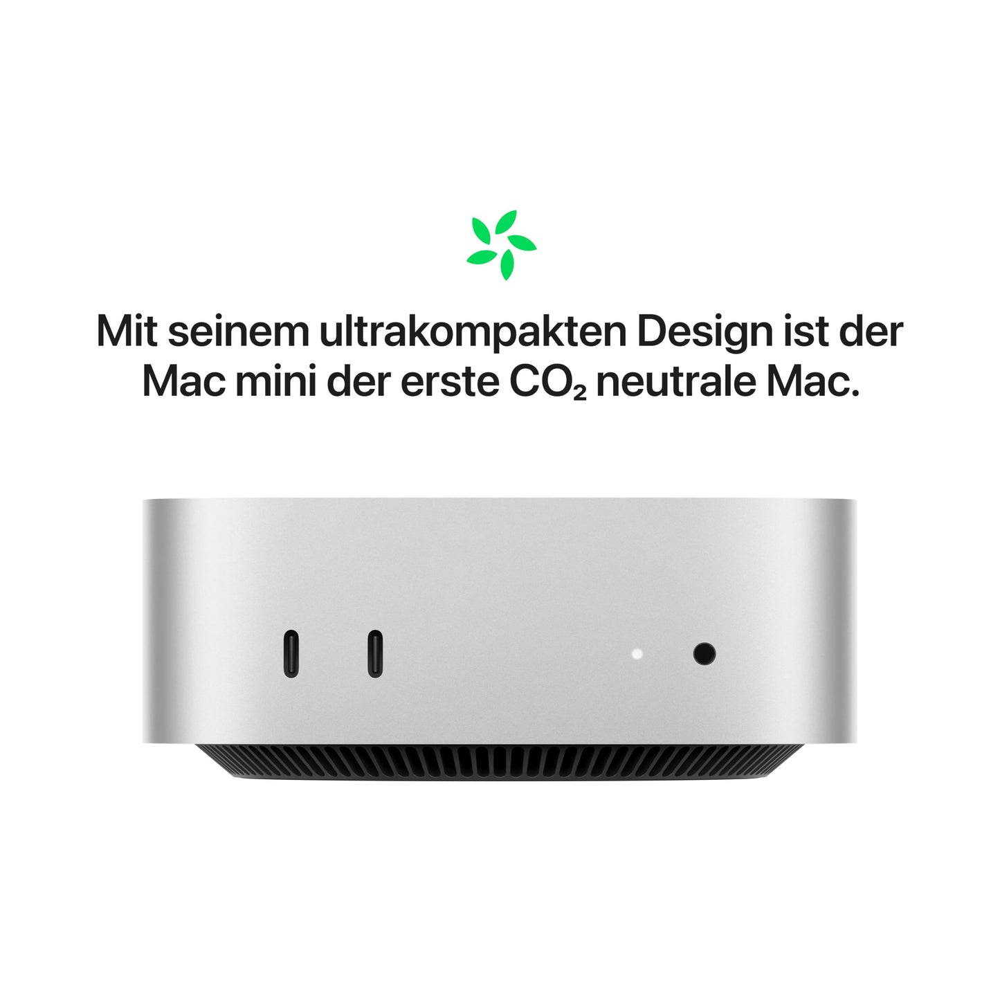 Apple Mac mini desktop computer with M4 chip featuring 10-core CPU and 10-core GPU: 16GB of shared memory, 512GB SSD storage, Gigabit Ethernet. Compatible with iPhone/iPad.
