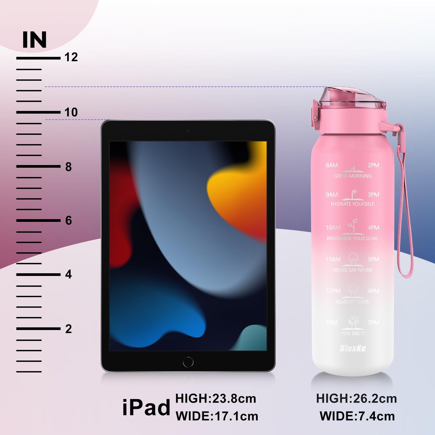 SLUXKE Stainless Steel Sports Water Bottle with Straw 700ml, [18/10 Stainless Steel] Bottle with 2 Lids, Leakproof Double Wall for Outdoor, Work, Kids (Pink White)
