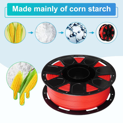 Official PLA filament 1.75mm, 3D printer filament, filament 3D printing materials, Tolerance: ±0.03mm, 1kg (2.2LBS)/Spool, Red