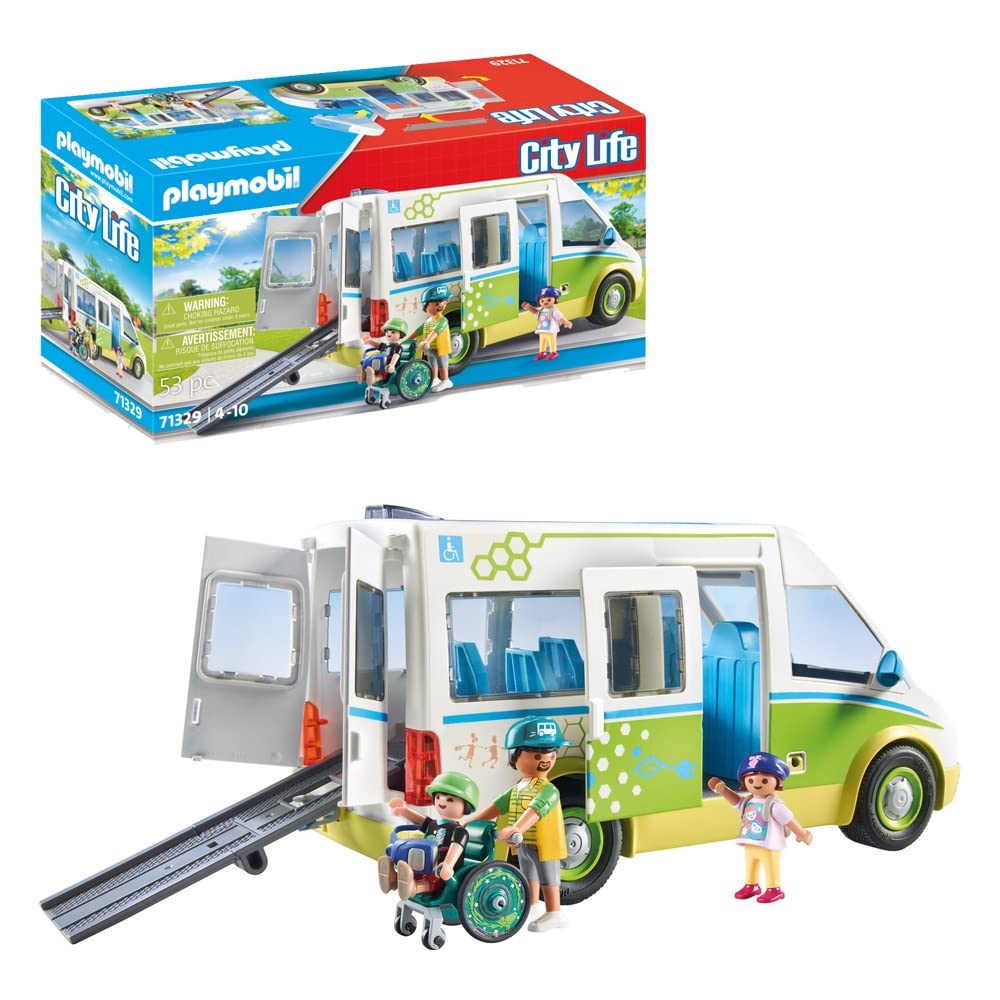 PLAYMOBIL City Life 71327 Big School with movable blackboard, for ages 5+ & City Life 71329 School Bus, Large school bus with sliding door
