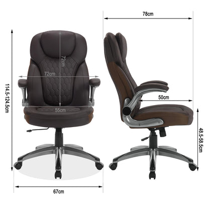 WOLTU office chair 200kg, ergonomic desk chair, executive chair with headrest armrests, height adjustable office chair for office conference room, faux leather, brown