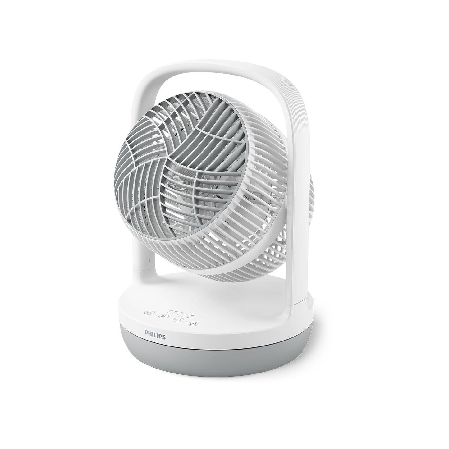 Philips Table Fan Series 2000. Powerful & super quiet with SilentWings Technology. 23 dB. Air circulation. Adjustable tilt up to 180°. 12-hour timer. Bedroom, home, & office. White (CX2050/00)