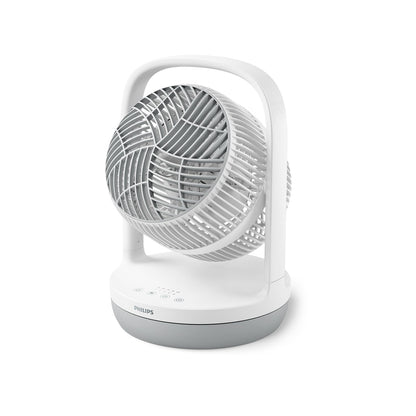 Philips Table Fan Series 2000. Powerful & super quiet with SilentWings Technology. 23 dB. Air circulation. Adjustable tilt up to 180°. 12-hour timer. Bedroom, home, & office. White (CX2050/00)