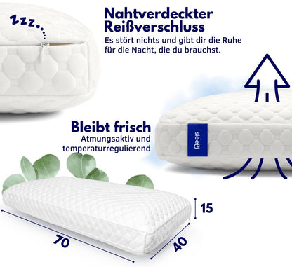 sleepi® Comfort | Side Sleeper Neck Pillow 70 x 40 x 15cm | Optimal pressure relief with personalized neck support | Orthopedic pillow | Sleep pillow