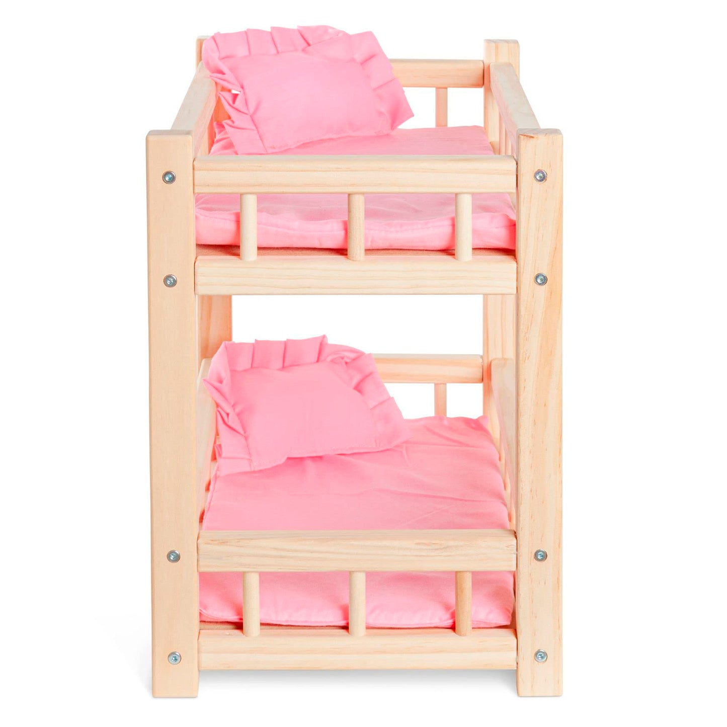 Wooden doll bunk bed - doll bed for dolls up to 36 cm - Creative play with doll furniture in pink.