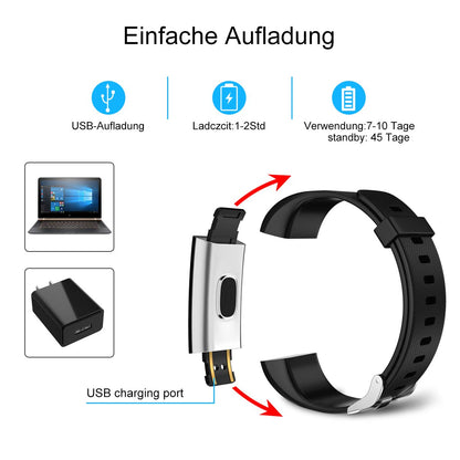 LEBEXY Fitness Tracker, step counter with calorie tracker, IP68 waterproof smartwatch fitness watch, sport activity tracker.