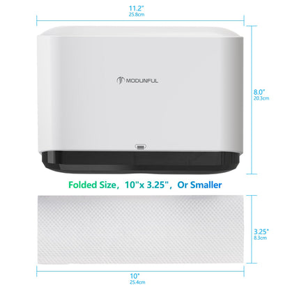 Modunful Paper Towel Dispenser Wall Mounted Paper Towel Holder without drilling for wall mounting, towel dispenser for Z/V-folded M-folded paper towels Paper towel holder for bathroom White