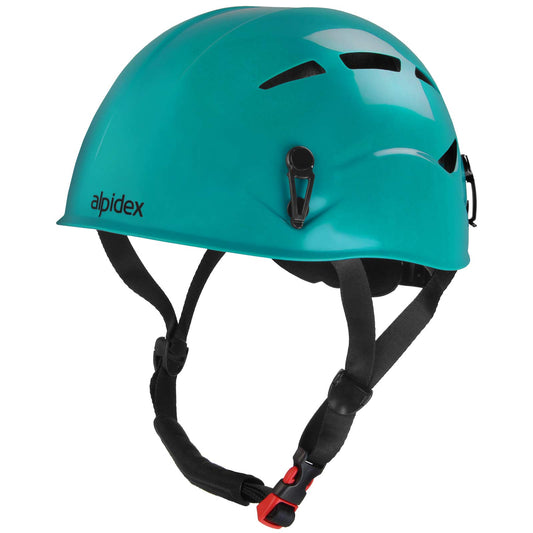 ALPIDEX climbing helmet, climbing harness + Stubai via ferrata set Basic 3.0, Color: Turquoise Green, Size: Harness - Universal size/red Pepper
