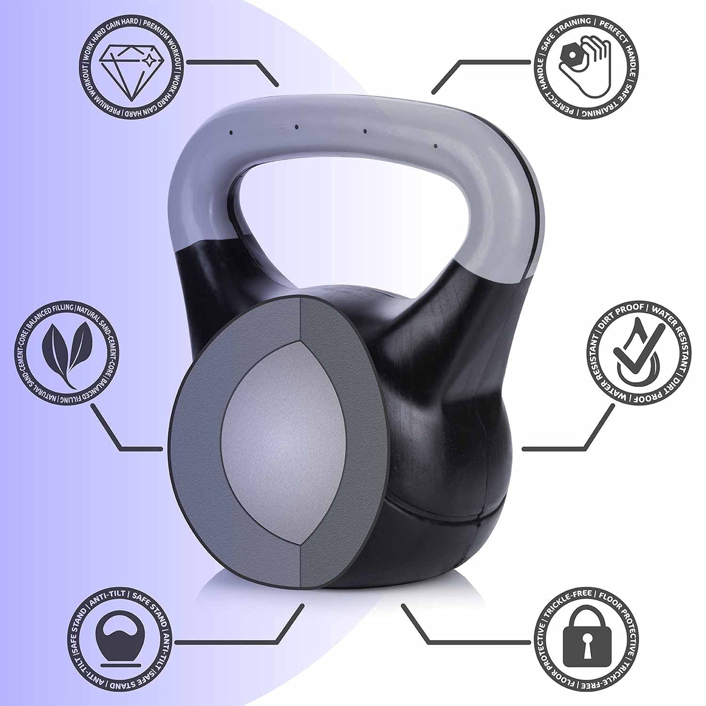 Body & Mind® Kettlebell Dumbbell 2-20 kg - Workout Weight Dumbbell for Strength Training - Professional Fitness Swing Dumbbell made of plastic (f - 10 kg)