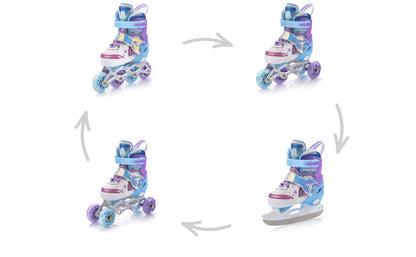meteor® 4in1 Kids Inline Skates Roller Skates Roller Blades Quad Skates Carbon Kids Adjustable Shoes Big Wheels
