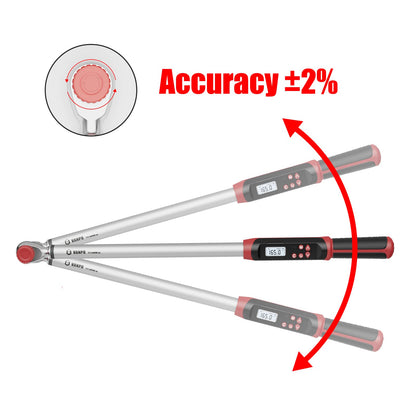 VANPO Digital Torque Wrench 1/2 Inch Auto & Motorcycle, 17-340 Nm Torque Wrench Set with preset memory, buzzer, and LED display, ± 2% accuracy.