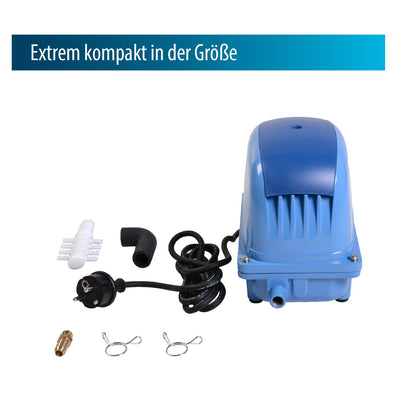 AquaForte AP-35 air pump, 20 watts, Max. pressure 2.8 m, Suitable for pools and ponds up to 18m3, Fish max. 15,000 liters, Koi max. 7,500 liters, 2.7 kg, Outlet 16.5 mm.