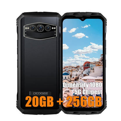 DOOGEE V30T (2023) 5G smartphone without contract, Dimensity 1080 20GB + 256GB, 10800mAh battery, 108MP camera (20MP infrared) + 16MP + 32MP, Android 12 6.58 inch, wireless charging NFC black