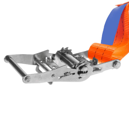 INDUSTRIE PLANET 4 x 2000kg lashing capacity 5m 2t ratchet straps for anchor rail combination rail in two parts orange ratchet strap 50mm long hole rail tie-down rail