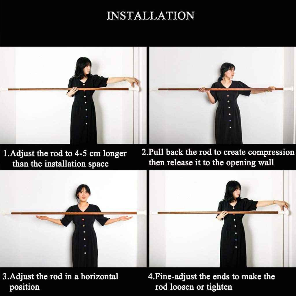 WHITNEY Extra Long Curtain Rod, No Drilling Required. Extendable Stainless Steel Curtain Rod for large windows, shower rooms, cabinets. 92-127cm.