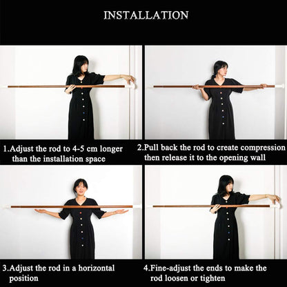 WHITNEY Extra Long Curtain Rod, No Drilling Required. Extendable Stainless Steel Curtain Rod for large windows, shower rooms, cabinets. 92-127cm.