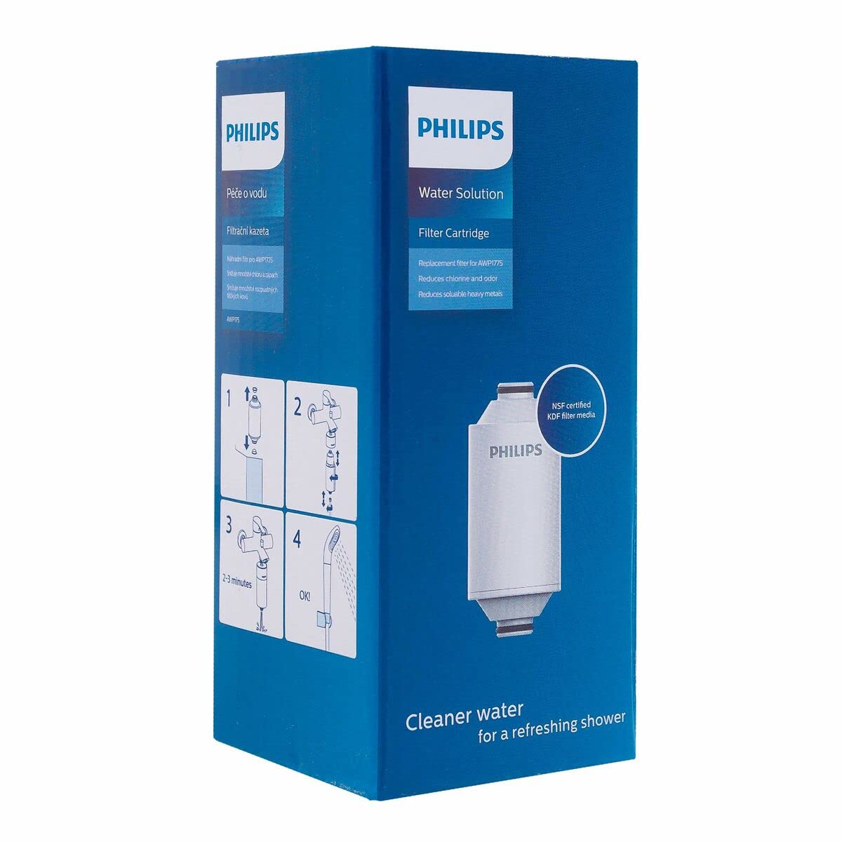Philips Water Shower Filter Cartridge 1 cartridge removes chlorine and impurities Protects hair and skin High filtration capacity 50,000 L High flow rate - 8 L/min