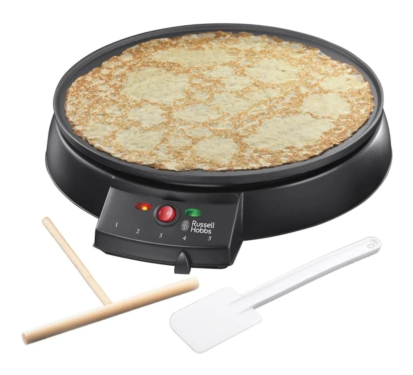 Russell Hobbs 20920-56 Crepe Maker, Fiesta Electric Grill (for crepes, pancakes, galettes, burritos, tacos, 1000 W), Table Grill, Black, Diameter 30 cm.