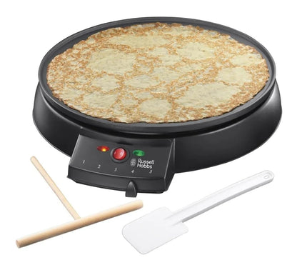 Russell Hobbs 20920-56 Crepe Maker, Fiesta Electric Grill (for crepes, pancakes, galettes, burritos, tacos, 1000 W), Table Grill, Black, Diameter 30 cm.