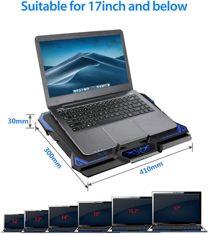 LIANGSTAR Laptop Cooler | Laptop Cooling Pads for 12-17 inch Notebook | 6 Fans with LEDs | 2200 RPM | Quiet Cooling | 2 USB Ports | 3 Height Adjustments | Cooling Pad Cooler Stand