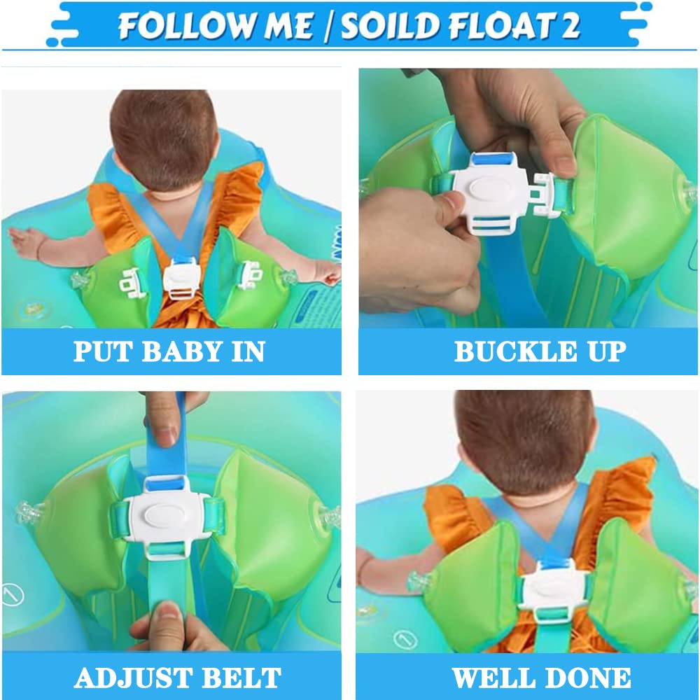 Baby swim ring with removable sun canopy, adjustable shoulder straps for sun protection. Inflatable swim ring for babies, swim trainer float for ages 3-36 months.