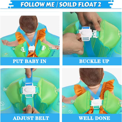 Baby swim ring with removable sun canopy, adjustable shoulder straps for sun protection. Inflatable swim ring for babies, swim trainer float for ages 3-36 months.