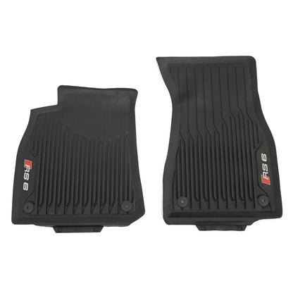 Audi 4K1061501A041 Rubber Floor Mats Front 2X Premium All-Weather Rubber Mats, with RS6 Lettering