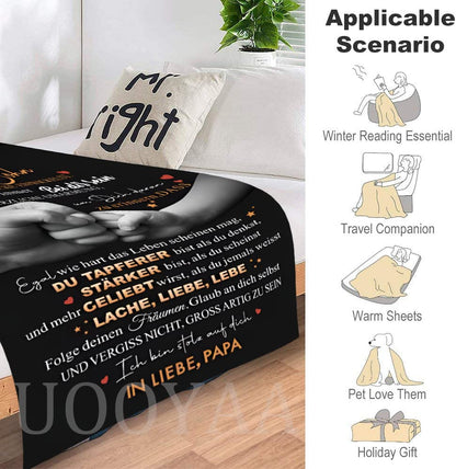 UOOYAA Personalized Blanket Gift, Blanket for My Son, Blanket from Dad to Son, Positive Encouragement and Love Son Flannel Blanket