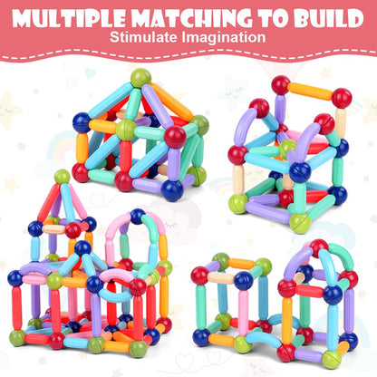 OSDUE 136 Pieces Magnetic Building Sticks Set, Magnetic Building Blocks, Magnet Toy Magnets Kids, Montessori Toy, Christmas Birthday Gift for 3 4 5 6 7 8 Years Old Boys Girls (Color)
