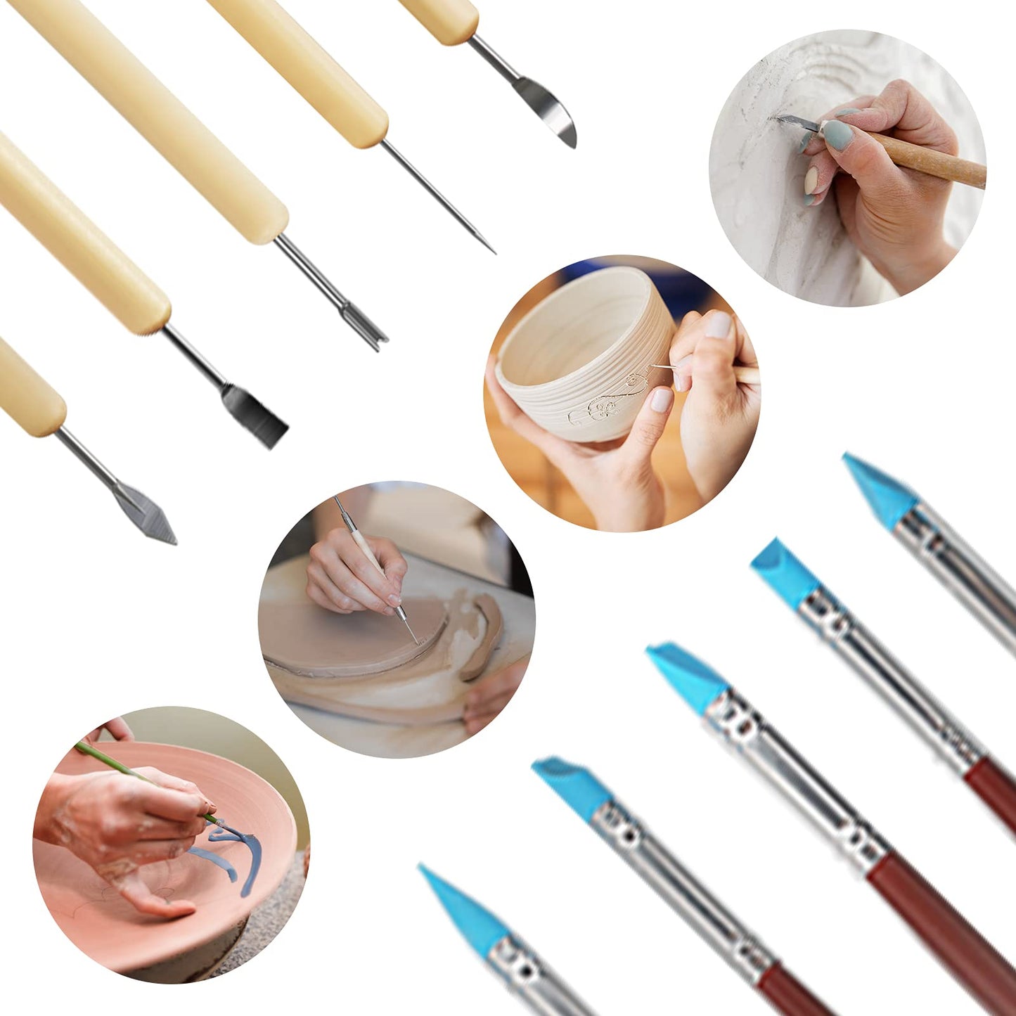 46Pcs Pottery Tool Set Sculpting Tools Polymer Clay Tools with Storage Bag for Model making, Jewelry Crafting, Pottery.