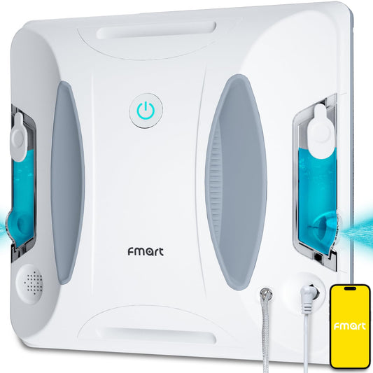 Fmart W6 window cleaning robot with spray function, automatic window robot, powerful 3800pa suction power, 50ml water tank, APP control, automatic path planning