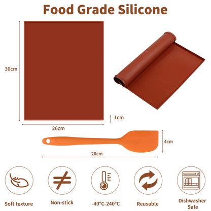 4 Pcs Silicone Dehydrator Sheets Non-Stick Drying Mat for Dehydrator with Scraper, Reusable Food Fruit Dehydrator Liners for Fruit Leather Baking Mat for Fruit Dryer, BPA Free