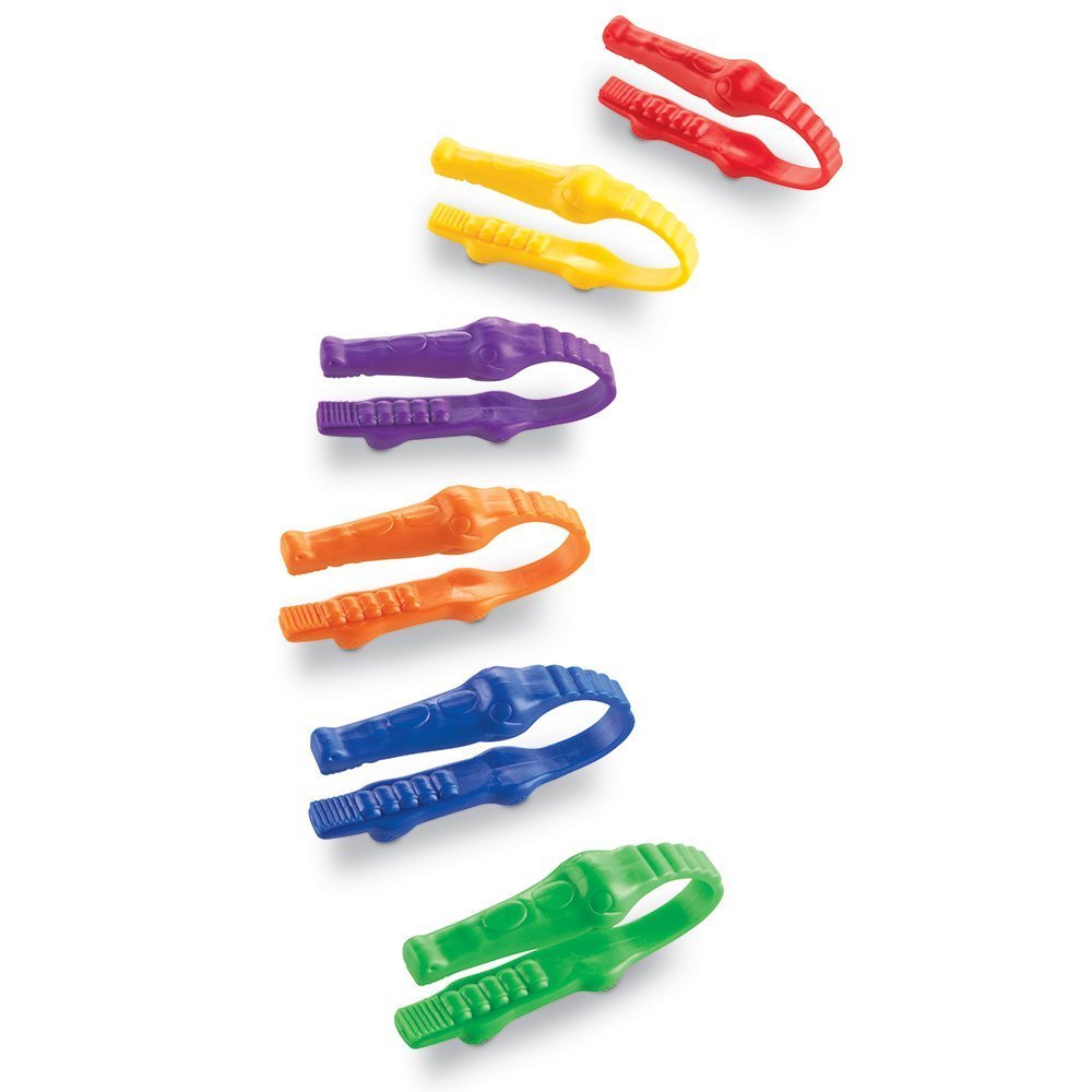 Learning Resources Crocodile Gripping Tweezers, Ages 2-6, fine motor learning toy, promotes pincer grip & hand-eye coordination, set of 12 in storage box