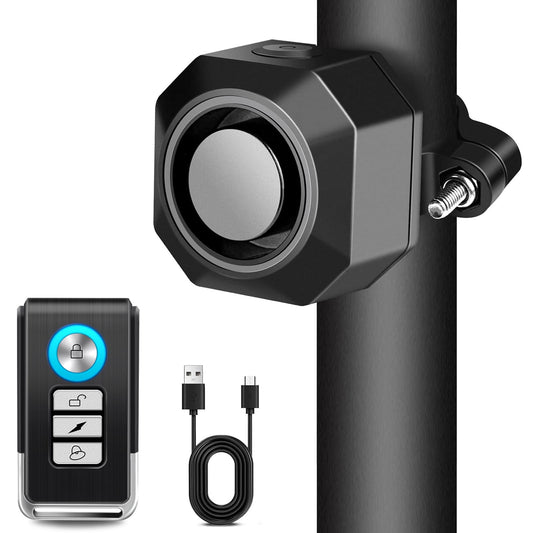 Cruxer Bicycle Alarm with USB Rechargeable, Anti-Theft Security Accessories, Theft Protection with Remote Control, Wireless Bike Lock Alarm for Scooter, MTB, Ebike, E Scooter