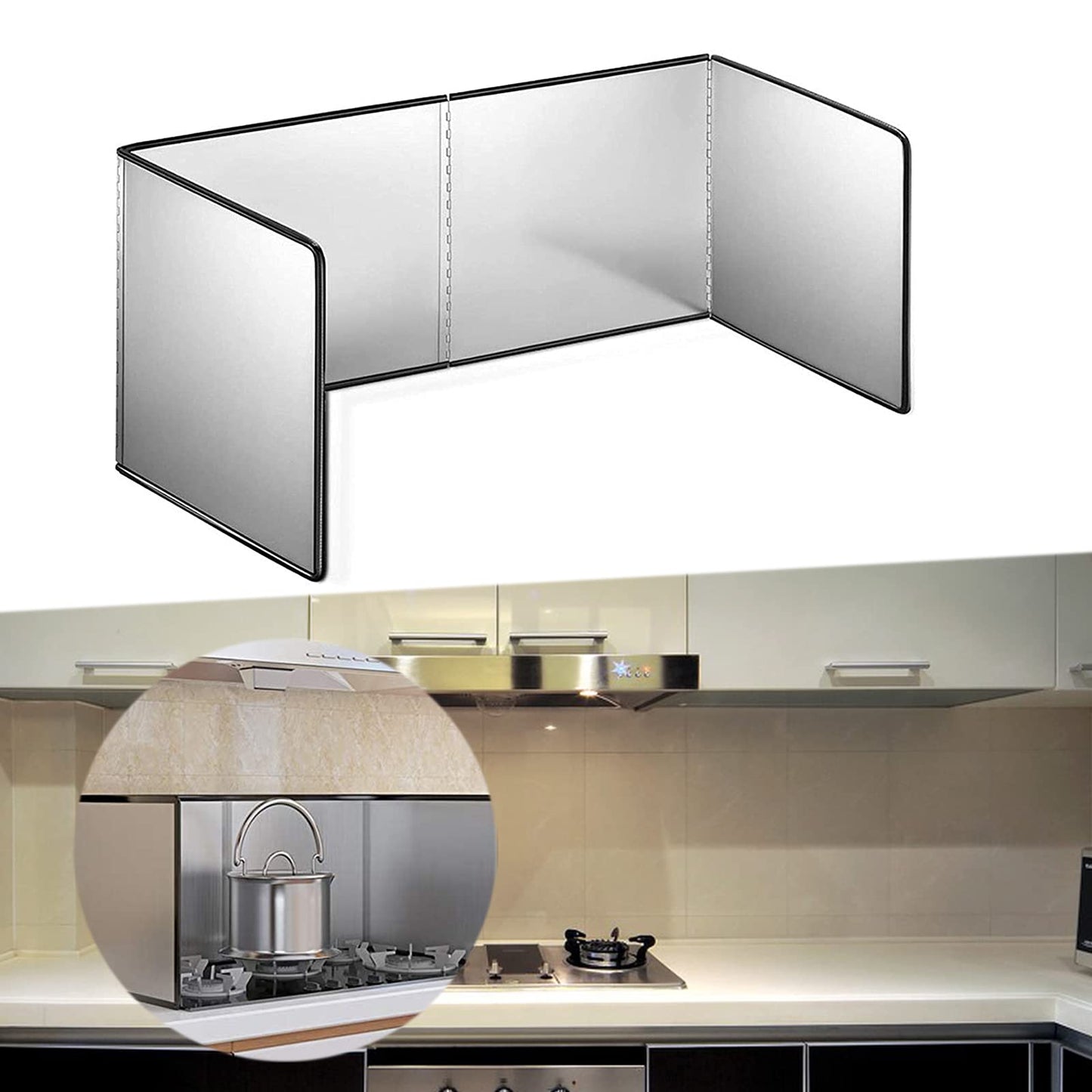 WMLBK Stainless Steel Splash Guard, Foldable Kitchen Splash Plate Oil Fume Baffle Stove Splash Guard (30x80x40cm)