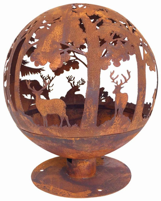 Esschert Design Elk Fireball 58 x 58 x 66 cm, made of metal, laser-cut, in rust look, with stand foot.