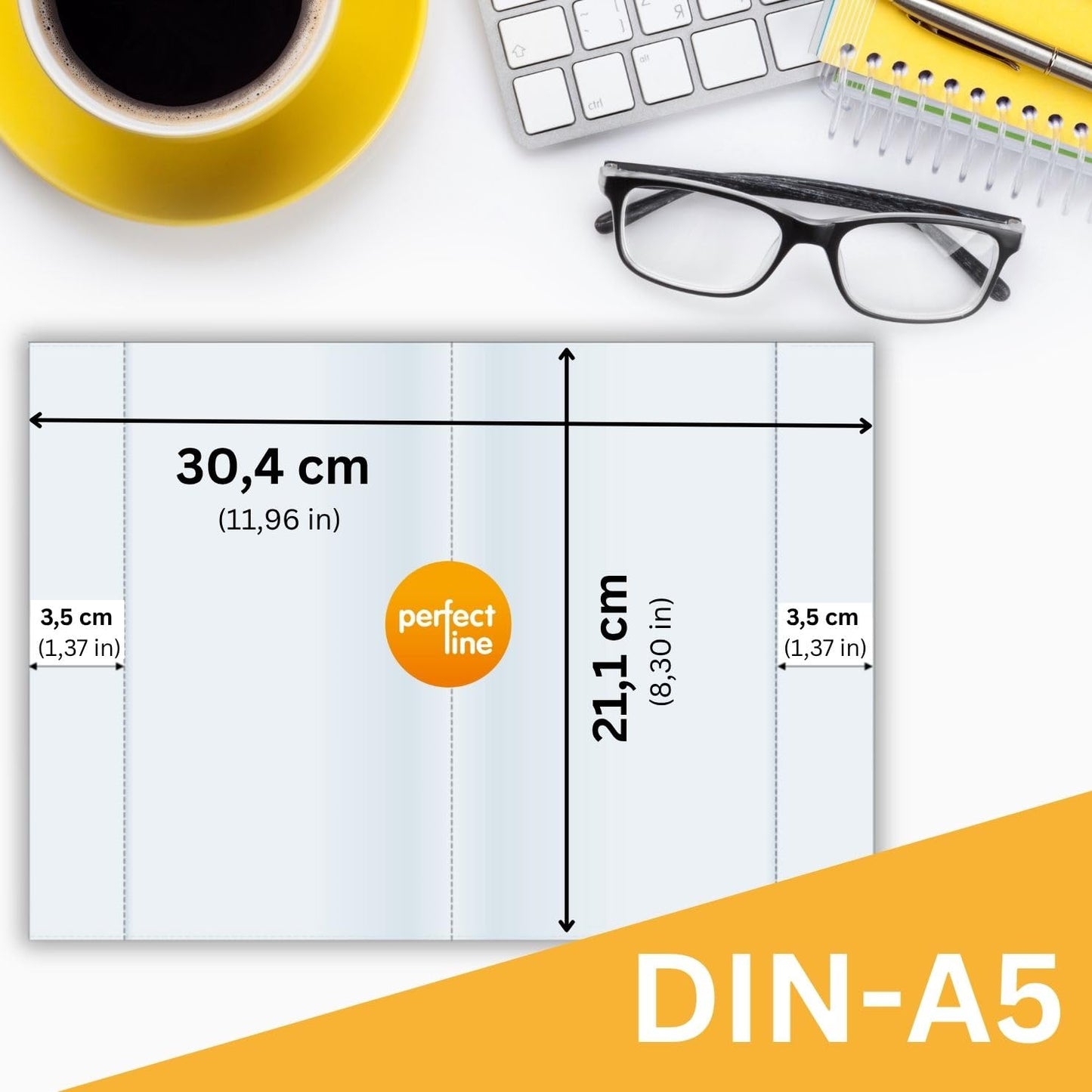 perfect line - 125 notebook covers A5, 5 colors - notebook cover transparent embossed - notebook protector made of recyclable PP, document-proof (5 sets (5 x 25 pcs.)