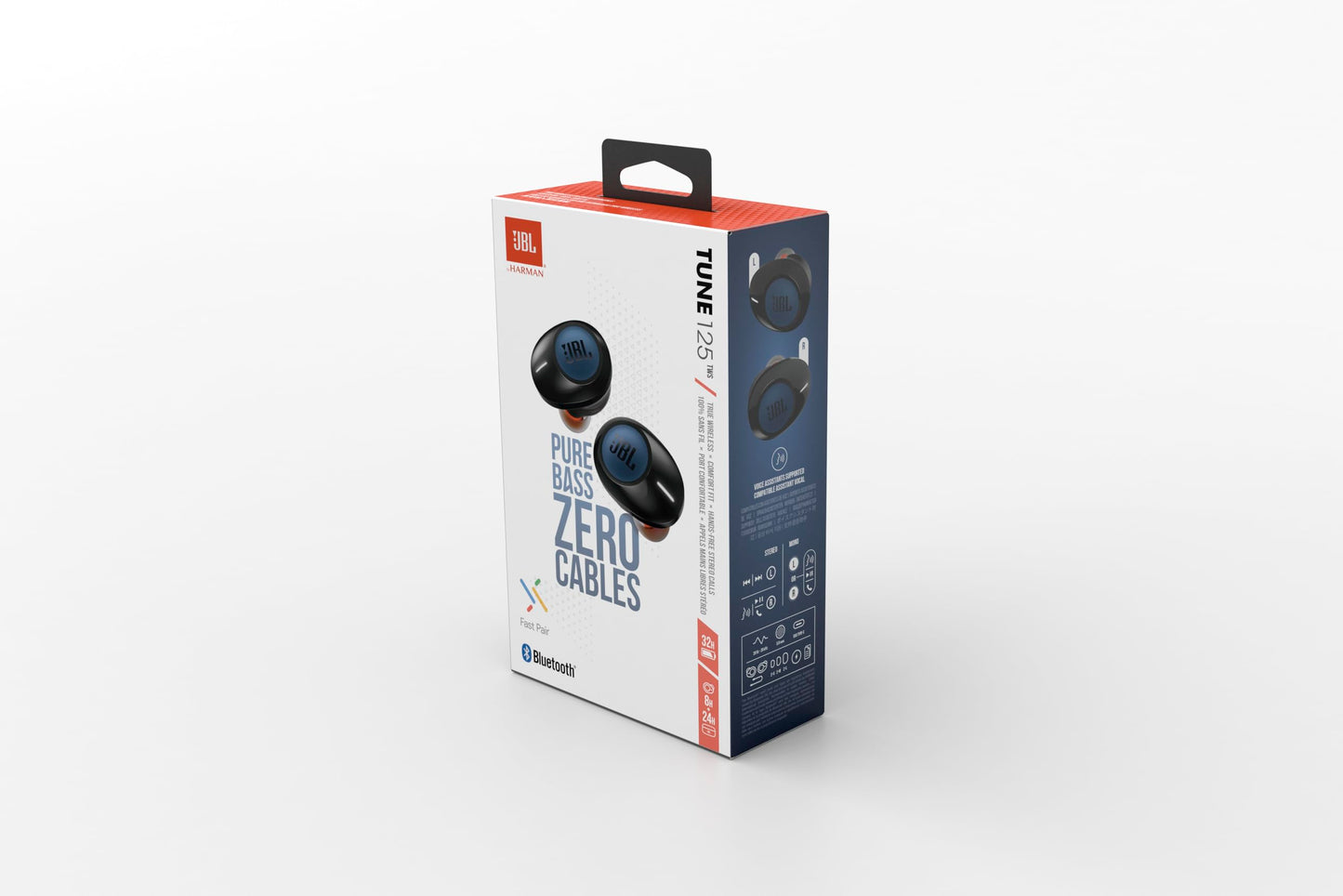 JBL Tune 125 TWS In-Ear Bluetooth headphones in Blue - Wireless earbuds with built-in microphone - Music streaming for up to 8 hours on a single charge - Includes charging case.