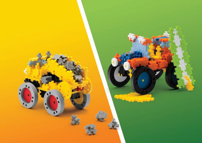 Plus-Plus 9603406 Creative Building Blocks Box, Amazing construction toy, 2400 pieces, Basic, Pink & 9607016 Creative Building Blocks, Learn to Build Vehicles Set, Construction toy, 800 pieces